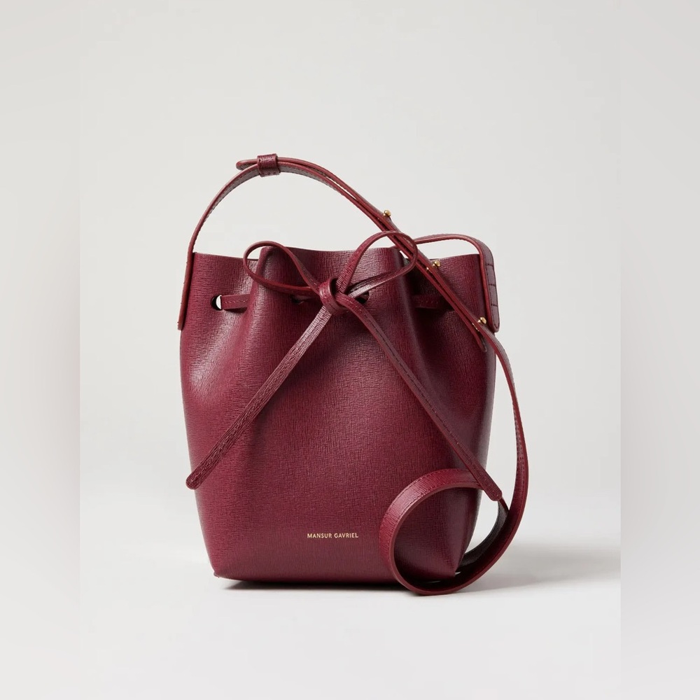Mansur Gabriel burgundy bucket bag